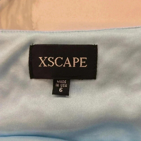 NWT Xscape Beaded Blouson Mesh Mini Party Cocktail Dress Size 6 Light Blue - Picture 12 of 14